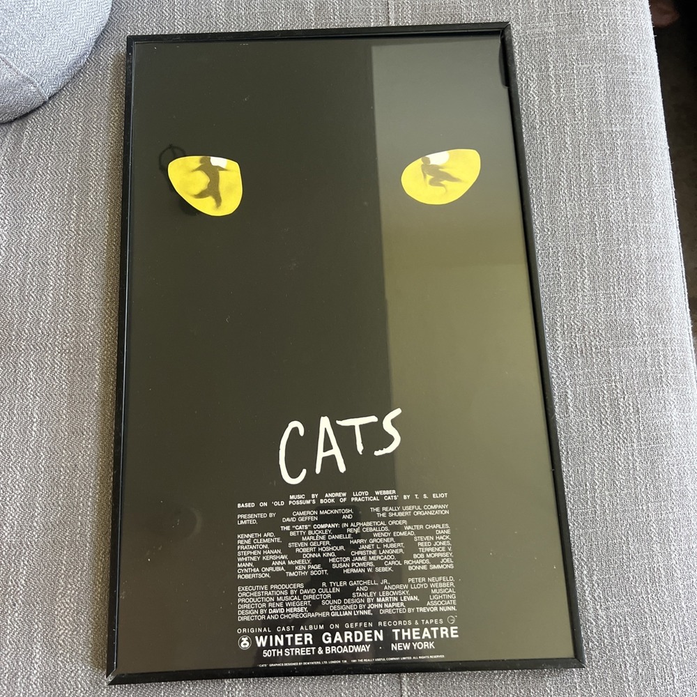Original 1981 CATS New York Advertisement Poster From Broadway Framed